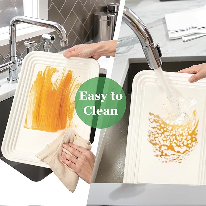SUT 6-Pack Ivory Serving Trays for Entertaining-16 x 11" Serving Platters for Snacks, Fruit, Cookies, Dessert, Reusable Plastic Trays for Serving Food and Party Organization in Kitchen & for Parties