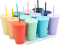 Tumblers with Lids (12 pack) 16oz Colored Acrylic Cups with Lids and Straws | Double Wall Matte Plastic Bulk Tumblers With FREE Straw Cleaner! Vinyl Customizable DIY Gifts (Assorted)