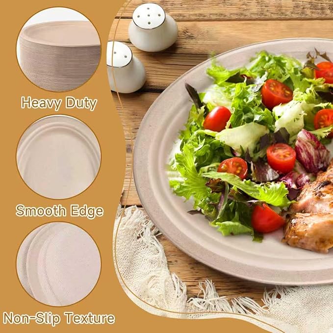 120 Pack Oval Paper Plates, 12.5 Inch Disposable Dinner Plates, Disposable Heavy Duty Large Biodegradable Plate, Super Strong Compostable Paper Plate for BBQ Party Picnic, Natural Brown