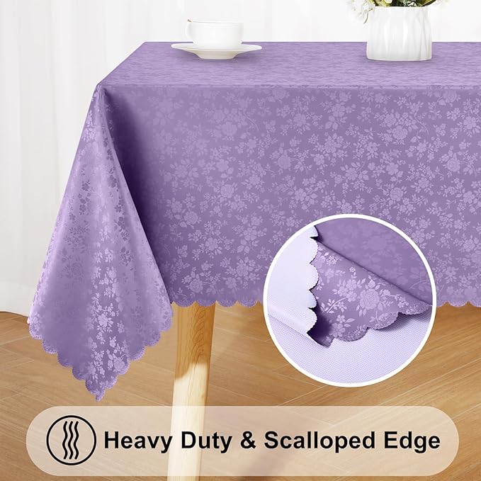 Smiry Rectangle Table Cloth, Waterproof Heavy Duty Vinyl Tablecloths, Wipeable Washable Table Cover for Kitchen and Dining Room (Purple, 60" X 102")