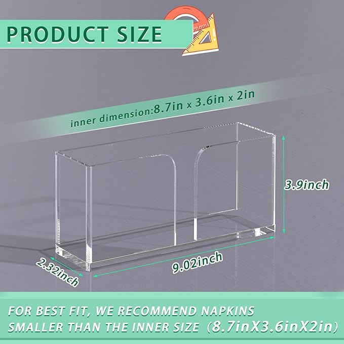 Transparent Acrylic Napkin Holder Clear Guest Paper Disposable Hand Towel Dispenser Tray Organizer For Table Home Kitchen Restaurant and Hotel Business