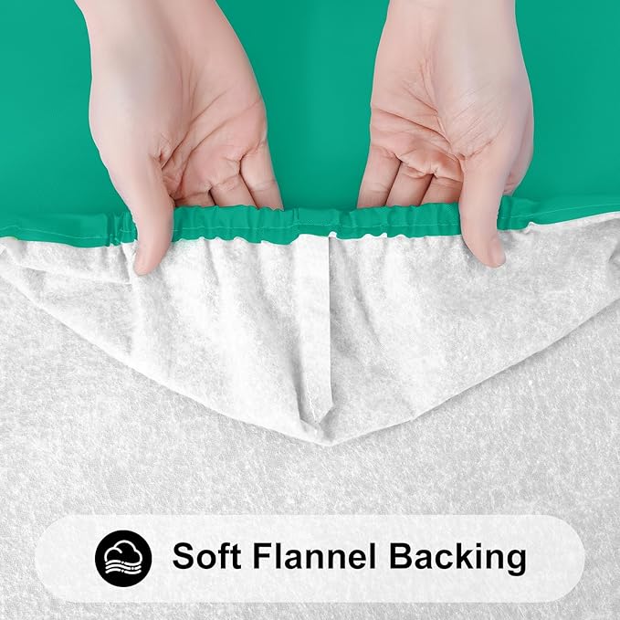 Smiry Rectangle Tablecloth, Elastic Fitted Flannel Backed Vinyl Tablecloths for 8ft Folding Tables, Waterproof Wipeable Table Covers for Indoor, Outdoor, Camping and Picnic (Green, 30"x96")