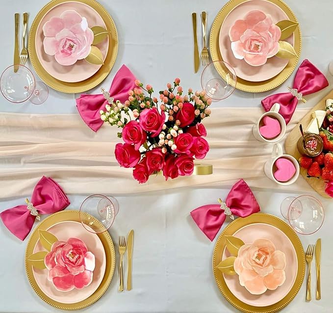 Valentine Napkin Rings Set of 6, Gold Heart Napkin Ring Holders, Diamond Love Napkin Buckles Holder for Valentine's Day, Weddings, Thanksgiving, Parties Table Settings Decor