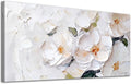 ADJUVANT Wall Art Impressionist Minimalist White Floral 48"L x 24"W, White Flowers With Subtle Tones Canvas Painting Delicate Petals Artwork Floral Wall Decor for Living Room Bedroom Bathroom Home Office