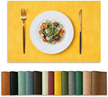 Artoid Mode Yellow Faux Leather Placemats Set of 4, 12x18 Inch Waterproof Wipeable Heat Resistant Vinyl Place Mats, Reversible Table Mats for SummerKitchen Dining Decor