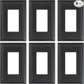 6-Pack Classic Beadboard Decorator Wall Plate Cover, Black Decorative Switch Plates and Outlet Covers, Durable Natural Bamboo Fiber Wall Plates for Electrical Outlets, Receptacle, GFCI Outlet