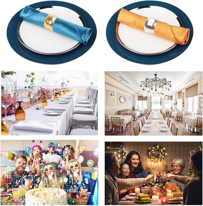 Napkin Rings Gold Set of 10 Bling Napkin Rings for Weddings Christmas Napkin Rings Gold for Dining Table, Holiday Décor and Special Occasions (Golden 10PCS)