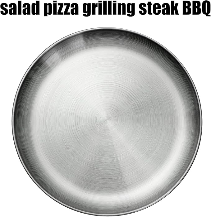 Stainless Steel Plates 9 inch 304 Metal Lightweight Unbreakable Dinner Dishes Plates Set Non-Toxin Dishwasher Safe BPA Free and Healthy (10 Pcs)