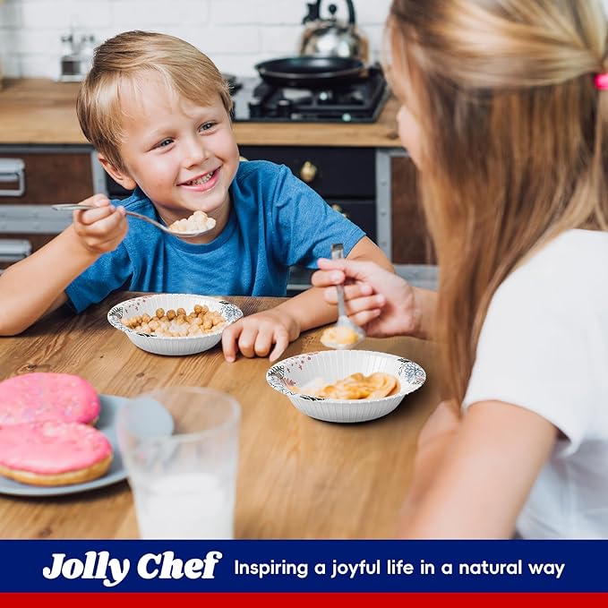 JOLLY CHEF 156 Count Paper Bowls 12 oz Soak Proof and Cut Proof Microwave Safe Heavy Duty Flower Printed Disposable Bowls for Dinner or Lunch