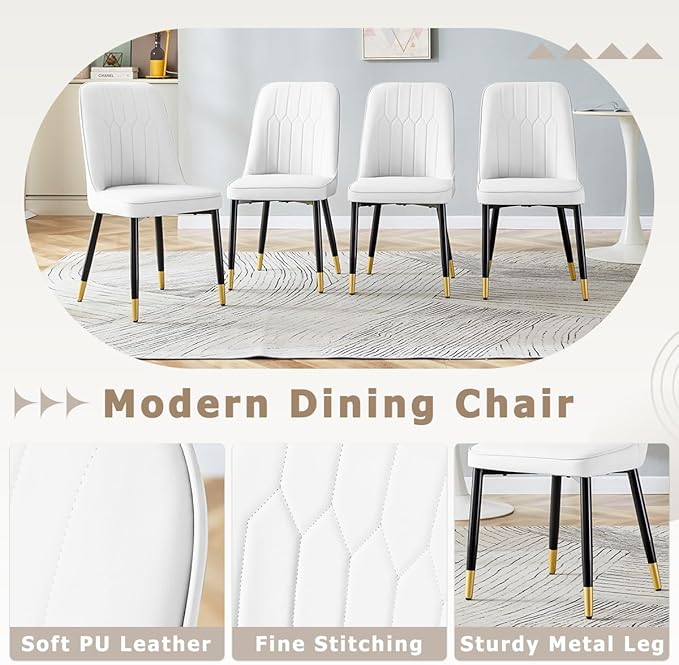 53” Round Dining Table Set for 6｜7 Piece Wood Dining Table Set｜Extendable Dining Room Table with 6 Chairs｜Walnut Wooden Tabletop with Metal Legs｜Easy Assembly｜Space Saving｜for Kitchen, Living Room