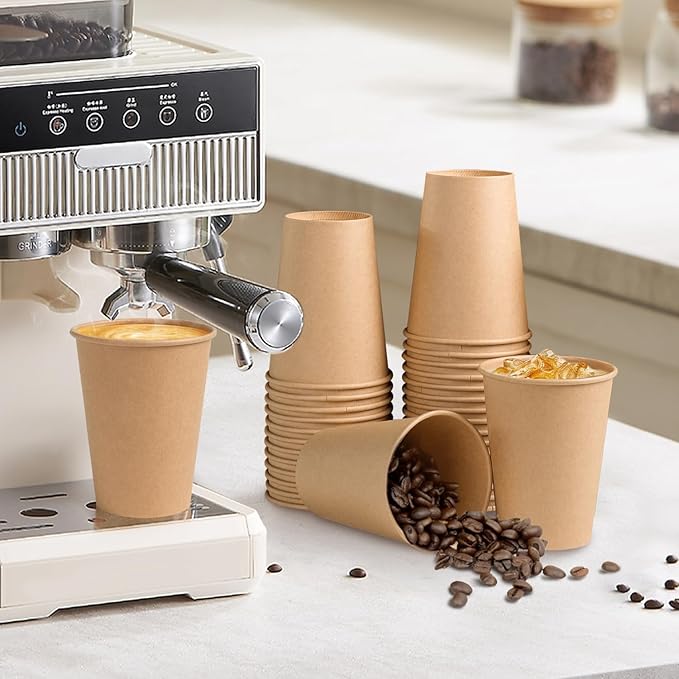 300 Pack 12 oz Paper Coffee Cups, Disposable Kraft Coffee Cups, Hot/Cold Drinking Cup for Water, Coffee, Juice