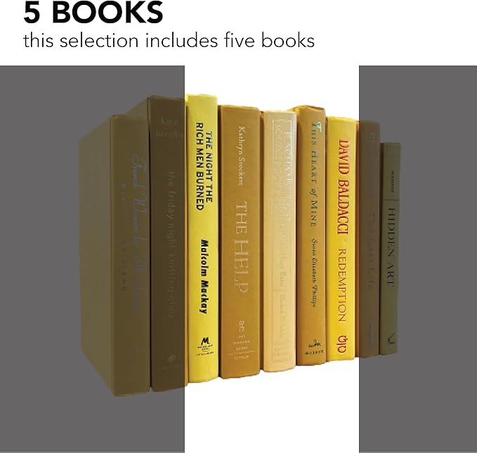 Real Books by Color® (Set of 5, Yellow) Decorative Bookshelf Home Decor Shelf Styling Photo Prop