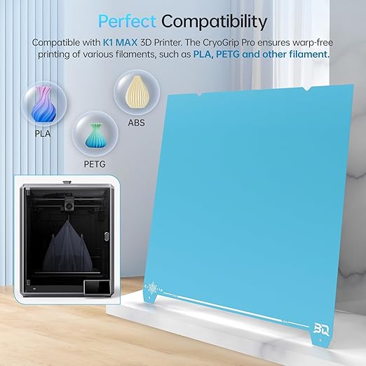 BIQU CryoGrip Pro Frostbite for K1 MAX 3D Printers 310x315mm Cold Build Plate Room Temperature Print Double Sided Upgrade Plate Removable Surface Platform
