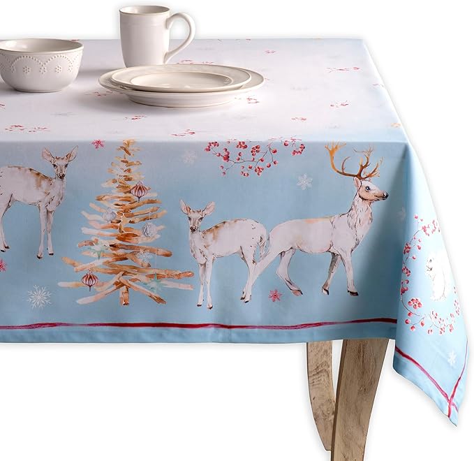Maison d' Hermine Table Cloth Square Table 100% Cotton 60 x 60 Inches Fall Tablecloth Reusable Everyday Use for Thanksgiving Christmas Decorations Dining Farmhouse Party (Fairy Tale Forest)