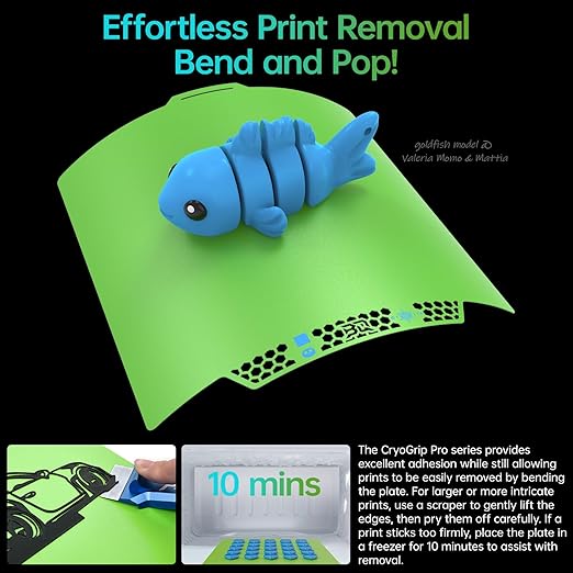 BIQU CryoGrip Pro Glacier Green Compatible with Bambu-Lab P1S/P1P/P2S/X1C/X1E/A1 3D Printers 257x257MM Panda Build Plate Double Sided Upgrade Removable Surface Platform