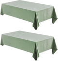 2 Pack Rectangle Tablecloth, 60x84 inch, Water Resistant Wrinkle Free Linen Textured Table Cloth Washable, Decorative Fabric Table Cover for Dining, Party and Camping, Sage Green