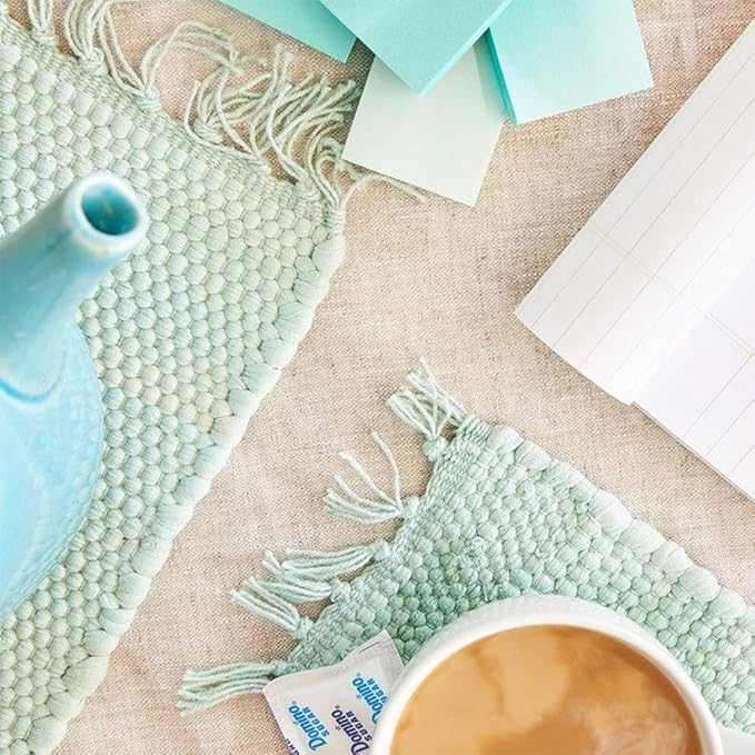 PILLOWPIA Handcrafted Chindi Placemat – 100% Cotton, Handwoven Boho Table Mat | Eco-Friendly, Colorful Decor for Dining, Kitchen, or Coffee Table - Aquatic