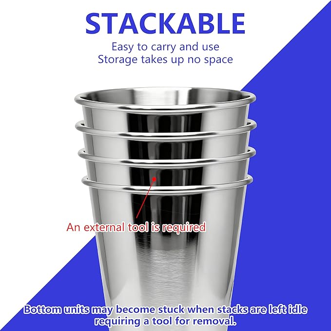 20PCS 20-OZ Tainless Steel Cups,Metal Cups, Stainless Steel Pint CupsStackable Unbreakable Drinking Glasses for Party, BBQ Camping, (30)