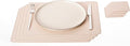 Nikalaz Set of Small 4 Table Mats and 4 Coasters, Recycled Leather, Place Mats 15.7'' x 11.8'' and Coasters 3.9'' x 3.9'' (Creamy White with Light Pink Nuance)