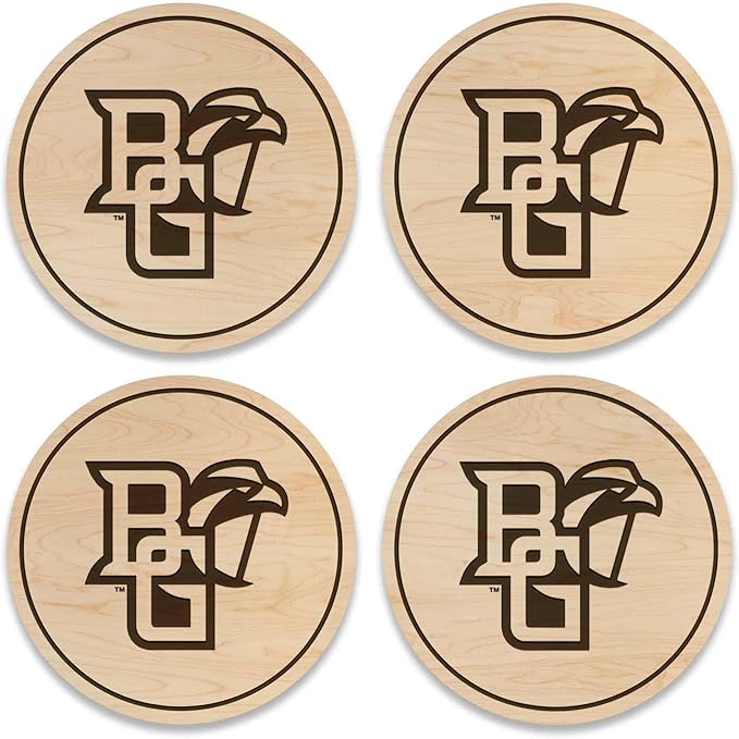LazerEdge Bowling Green Falcons Wooden Coaster Set - Maple Wood - Officially Licensed Product - 4-Pack