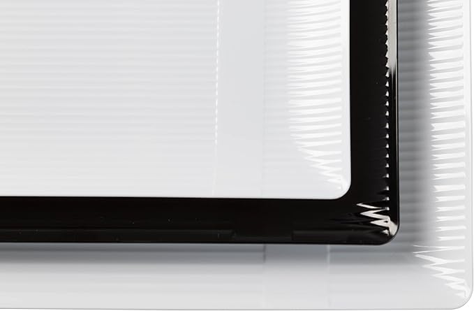 Crown Premium Heavy Duty Plastic Plates - Linear Squared (40 Pack) - Wedding China Like (6.5 Inch., White)