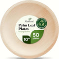 Chic Leaf Palm Leaf Plates - 10" Round - 50 Pack of 100% Compostable & Disposable Bamboo Style Plates - Heavy Duty, Sturdy Paper Alternative for Wedding Desserts, Events & Romantic Gourmet Catering