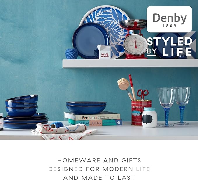 Denby Imperial Set of 4 Coupe Cereal Bowl Set, One size, cobalt blue