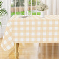 misaya Rectangle Waterproof Vinyl Table Cloth, Buffalo Flannel Backed Tablecloth, Wipeable Plastic Table Cover for Dinner, Kitchen, Outdoor (60" x 84", Beige and White)