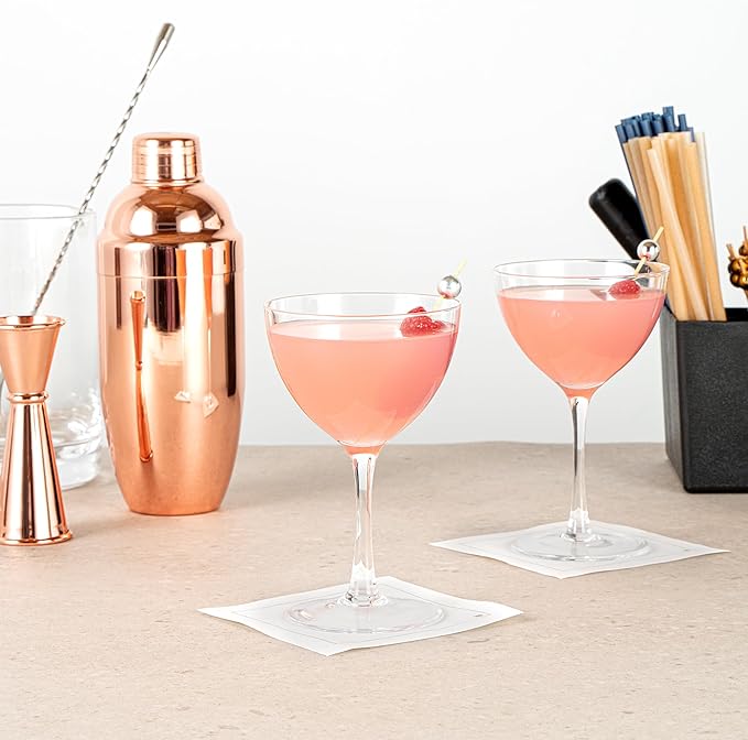 Restaurantware-Vetri 8 Ounce Nick And Nora Glasses, 6 Dishwashable Martini Glasses - No Lead, Vintage Inspired, Clear Glass Cocktail Drinkware, For Hosting Parties, Serve Whiskey, Gin And More
