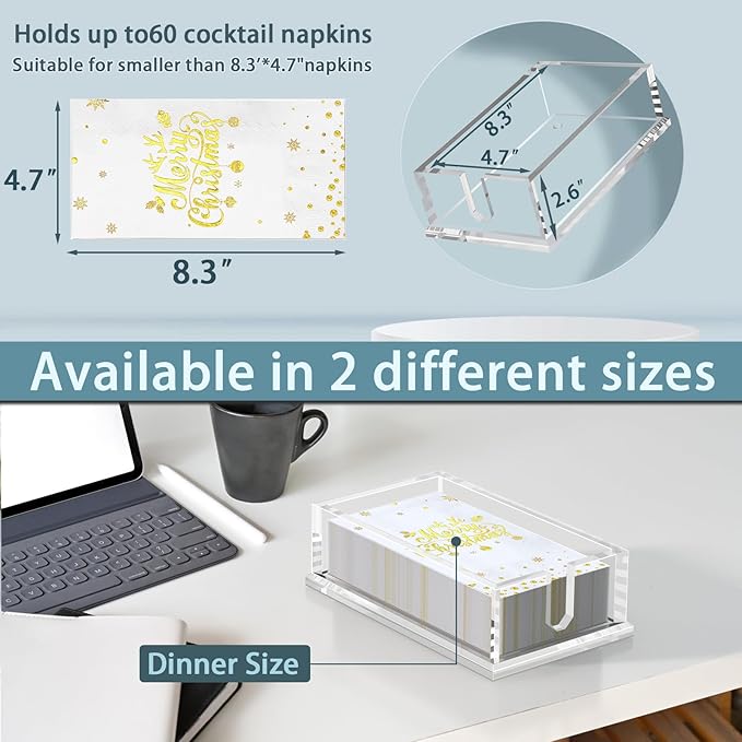 Transparent Acrylic Napkin Holder Clear Guest Paper Disposable Hand Towel Dispenser Tray Organizer For Table Home Kitchen Restaurant and Hotel Business