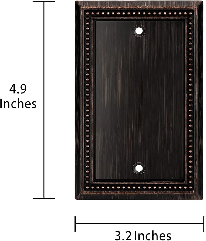 Henne Bery Sunken Pearls Heavy Duty Decorative Wall Plate Switch Plate Outlet Cover (Single Blank, 2 Pack, Aged Bronze)