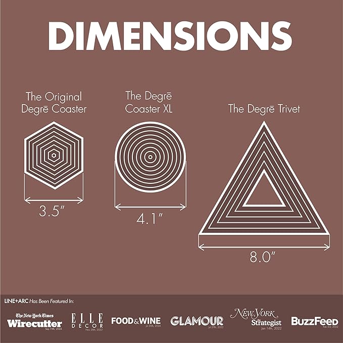 The Degrē Coasters XL (Indigo Wash, Set of 6) by LINE+ARC. 10mm Thick, Dishwasher Safe, Stain-Resistant, Outdoor, Coffee Table, Silicone, Modern, Mid Century, Drink, Non-Absorbent, Housewarming Gift