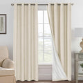 H.VERSAILTEX Linen Curtains 100% Blackout Curtains for Bedroom 102 inch Long Full Light Blocking Nature Linen Blended Window Curtains for Living Room Nickel Grommet (2 Panels, Bleached Sand)