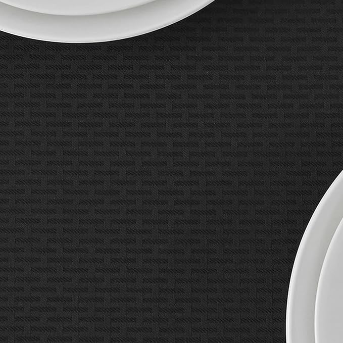 maxmill Weaved Texture Rectangle Tablecloth Water Resistant Wrinkle Free Spill-Proof, Soft Table Cloth for Dining Room Decoration, Banquet Parties Event Holiday Dinner, 60 x 84 Inch Black