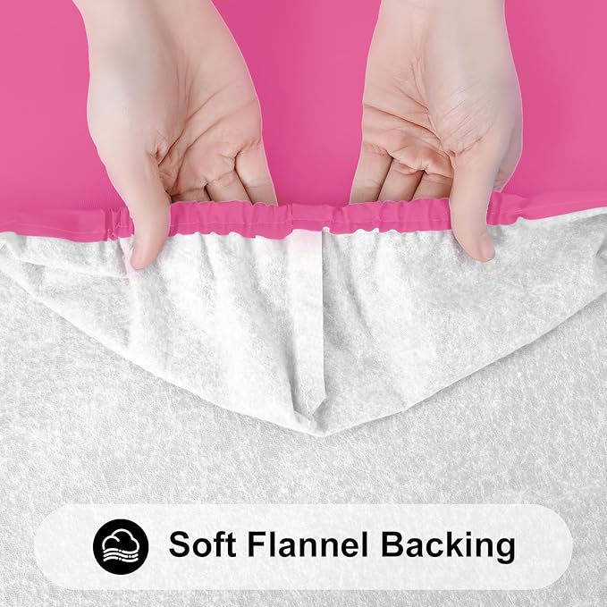 Smiry Rectangle Tablecloth, Elastic Fitted Flannel Backed Vinyl Tablecloths for 6ft Folding Tables, Waterproof Wipeable Table Covers for Indoor, Outdoor, Camping and Picnic (Rose Pink, 30"x72")