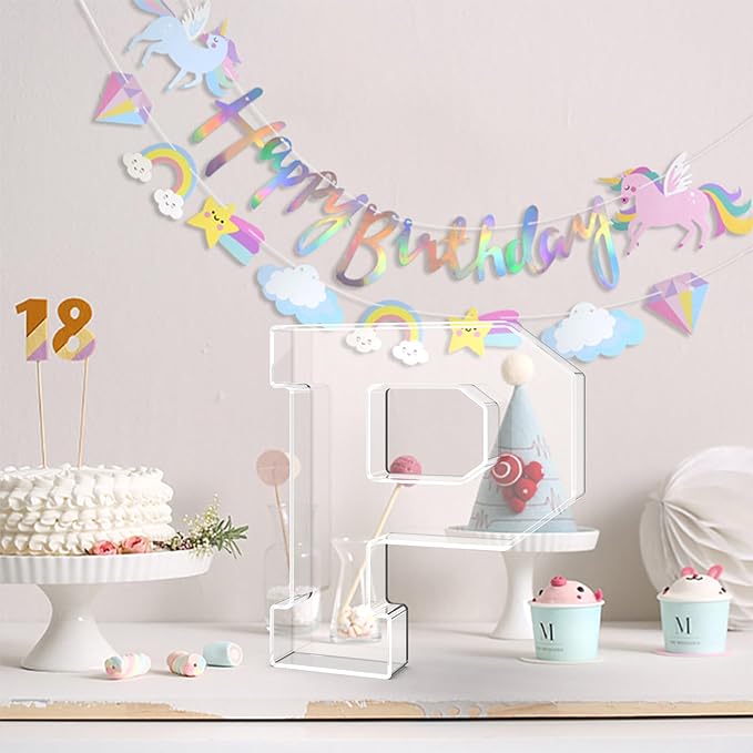 11" Acrylic Letter Charcuterie Tray, Charcuterie Letters Fillable Box for Food, Reusable Serving Cake Candy Dish Display Tray for Birthday Anniversary Party Decoration (Letter P)