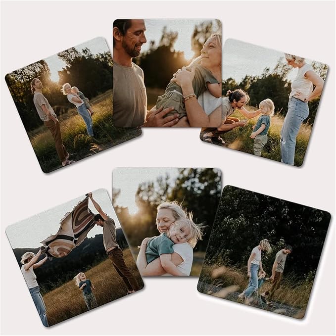 Personalized Coasters, Custom Coaster, Leather, Add Your Image, 4 inches (Set of 4, Square)
