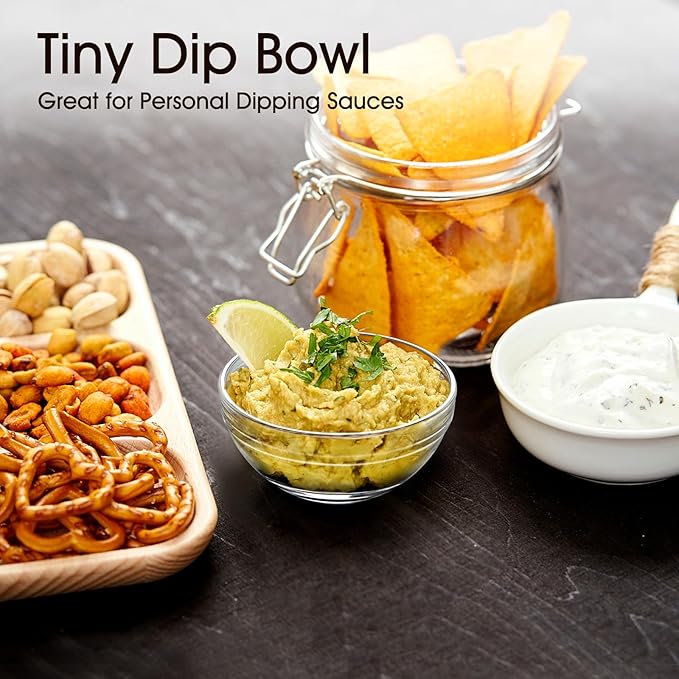 Mini Glass Bowls, 3.5in 4oz Small Prep Bowl, 10 pcs Stackable Pinch Bowls for Dipping Spices Sauce