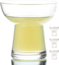 Lysenn Stemless Margarita Glasses Set of 4 - Elegant Vertical Stripes Cocktail Glasses – Premium Hand Blown Glassware for Martini and Mixed Drinks – 10 oz