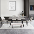 ZckyCine Modern 6-Piece Dining Table Set with Rectangular Wooden Dining Table, 4 Leather Dining Chairs and 1 Leather Stool, Suitable for 4-6 People
