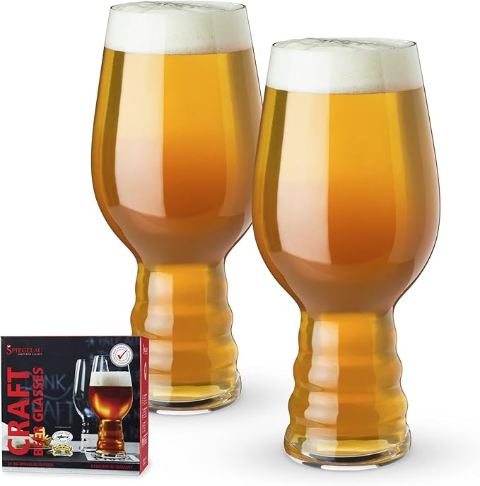 Spiegelau Craft Beer IPA Glass, European-Made Crystal Drinking Glasses Perfect for Wedding, Birthday, Holiday, Dinner, Game Night, Home Bar Accessories, Glassware Sets, Barware, 19.1 oz, Set of 2