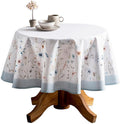 Maison d' Hermine Table Cloth Round Table 100% Cotton 63 Inches Fall Tablecloth Reusable Everyday Use for Thanksgiving Christmas Decorations Dining Farmhouse Party (Ice Florals)