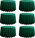 6-Pack Round 120-inch Blackish Green Table Cloths, Solid Stain and Wrinkle Resistant Circular Tablecloth, Premium Plain Weave Polyester Fabric Table Linen Covers for Hotel, Banquet