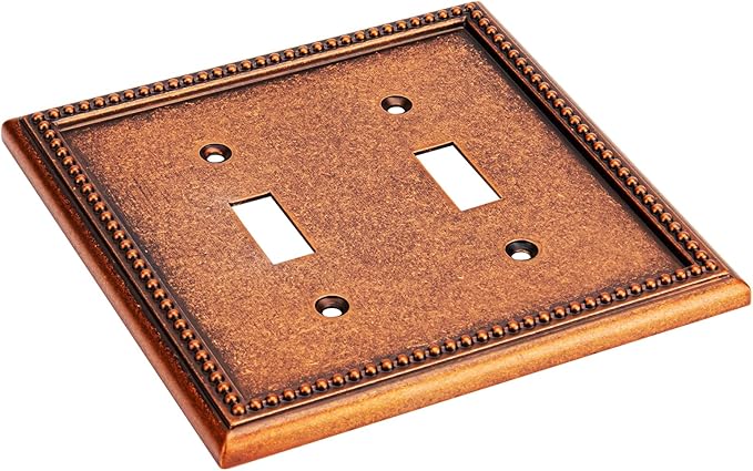 Henne Bery Raised Pearls Decorative Wall Plate Switch Plate Outlet Cover (Double Toggle, Sponged Copper)
