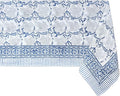 ATOSII ‘Santorini’ 100% Cotton Fall Tablecloth, Handblock Print Blue Rectangle Table Cloth for Kitchen I Dining Table Linen I Parties Wedding Christmas Thanksgiving I Fall Decor 60 X 90 Inches