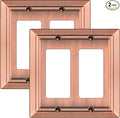 Metal Wall Plate for Electrical Outlets, Decorative Antique Copper Switch Plates Outlet Cover, Light Switch Cover Plate, 2-Gang Wall Plates (Double Decorator, 2 Pack)