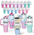 40 oz Sublimation Tumbler with Handle Lid and Straw 20 Pack Gradient Glitter Stainless Steel Double Wall Vacuum Insulated Bulk Sublimation Blank Mixed Colors