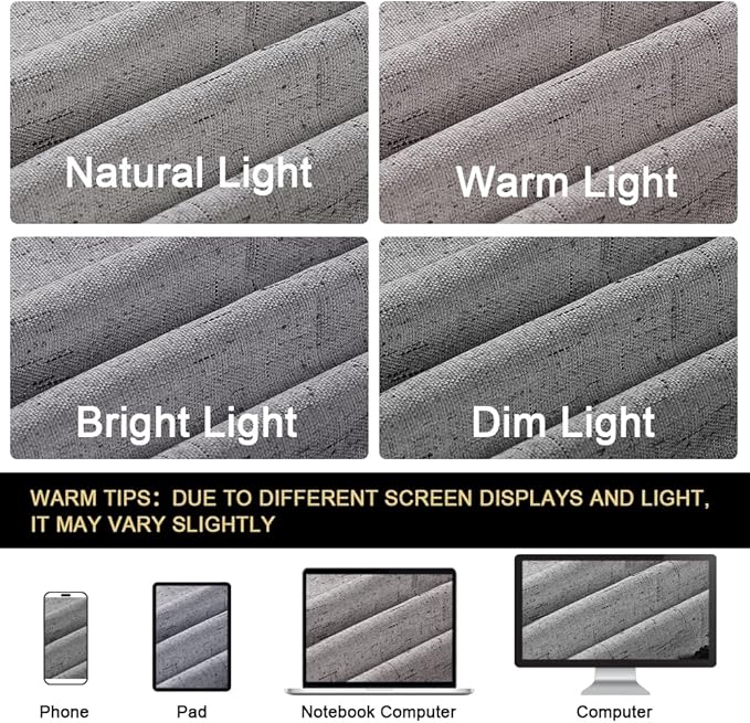 PrinceDeco Blackout Curtains for Living Room 100 Percent Blackout Curtains for Sliding Glass Doors Patio Curtains for Sliding Door Anti Rust Grommet Room Divider Curtains,W100 X L108 Inch,Light Grey