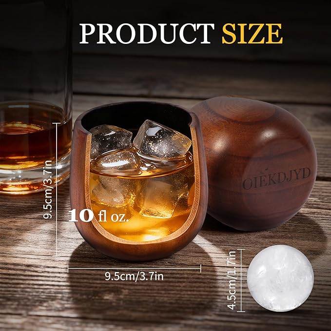 Original Wooden Bourbon Whiskey Glasses Set of 1, Handcrafted Charred Oak Wooden Bourbon Tumblers for Scotch, Unique Gifts for Men(1Pack)