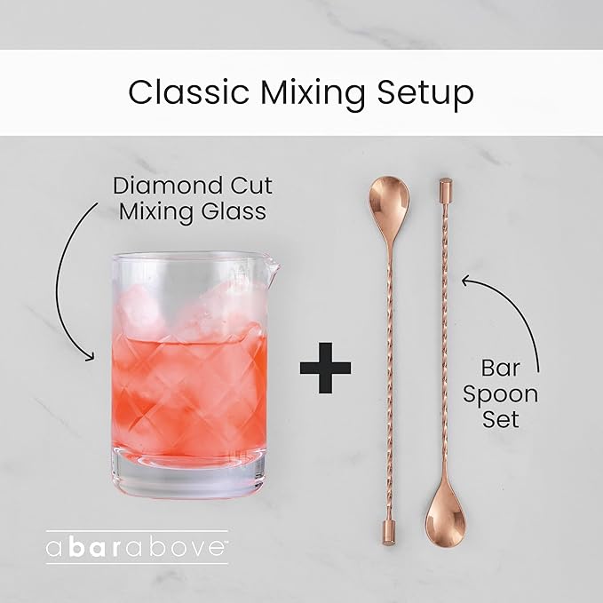 A Bar Above Cocktail Mixing Glass, Botanica Enhanced Annealed Lead-Free Crystal Stirring Pitcher, Thick Weighted Base for Stable Stirring, 18 Oz Drink Mixer for Craft Cocktails at Home or Bars